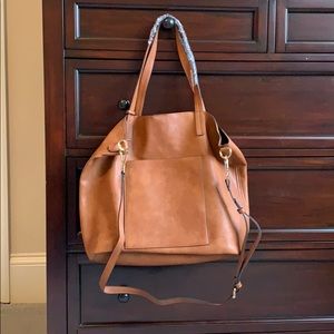 Steer Level Tan faux leather tote bag